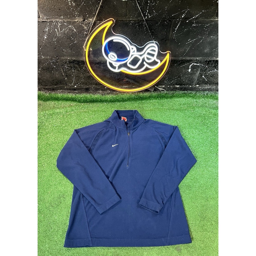 Nike Team Fleece 1/4‎ Zip Pullover Sweatshirt Mens Medium Blue Lightweight